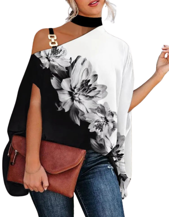 SHOPIQAT Halter Neck Dolman Sleeve Print Shirt Ladies Shirt Women's Clothing - Premium from shopiqat - Just $7.200! Shop now at shopiqat